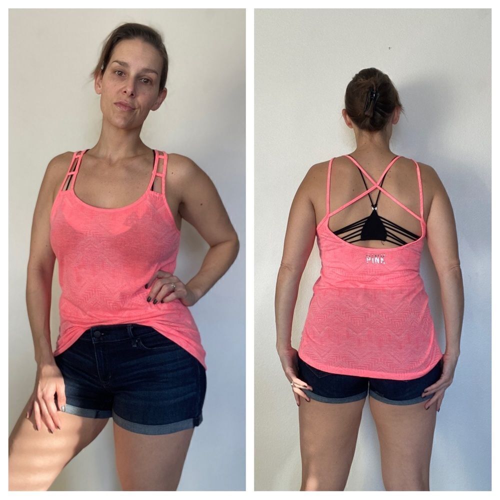 Victoria’s Secret PINK Tank Top Strappy Neon Oversized Small Burnout